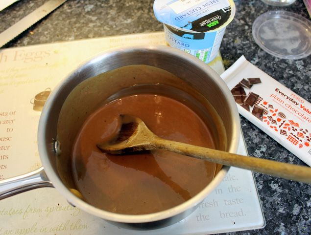 making the chocolate custard